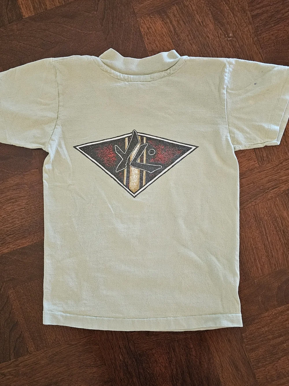 VTG 90s Rusty Surf Skate T-Shirt Youth S 6 Made in USA Single Stitch Faded Green